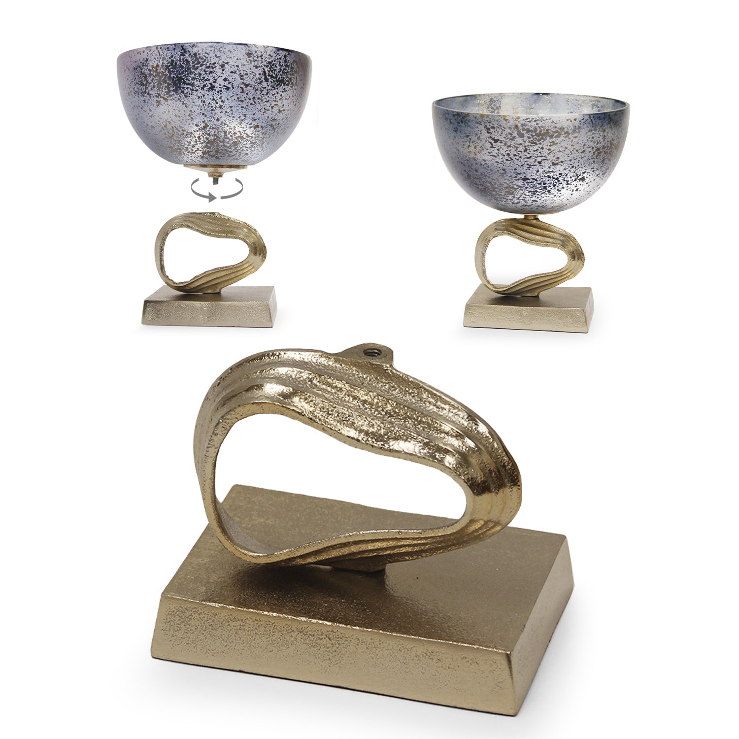 Cosmos Glass Aluminum Centerpiece Bowl