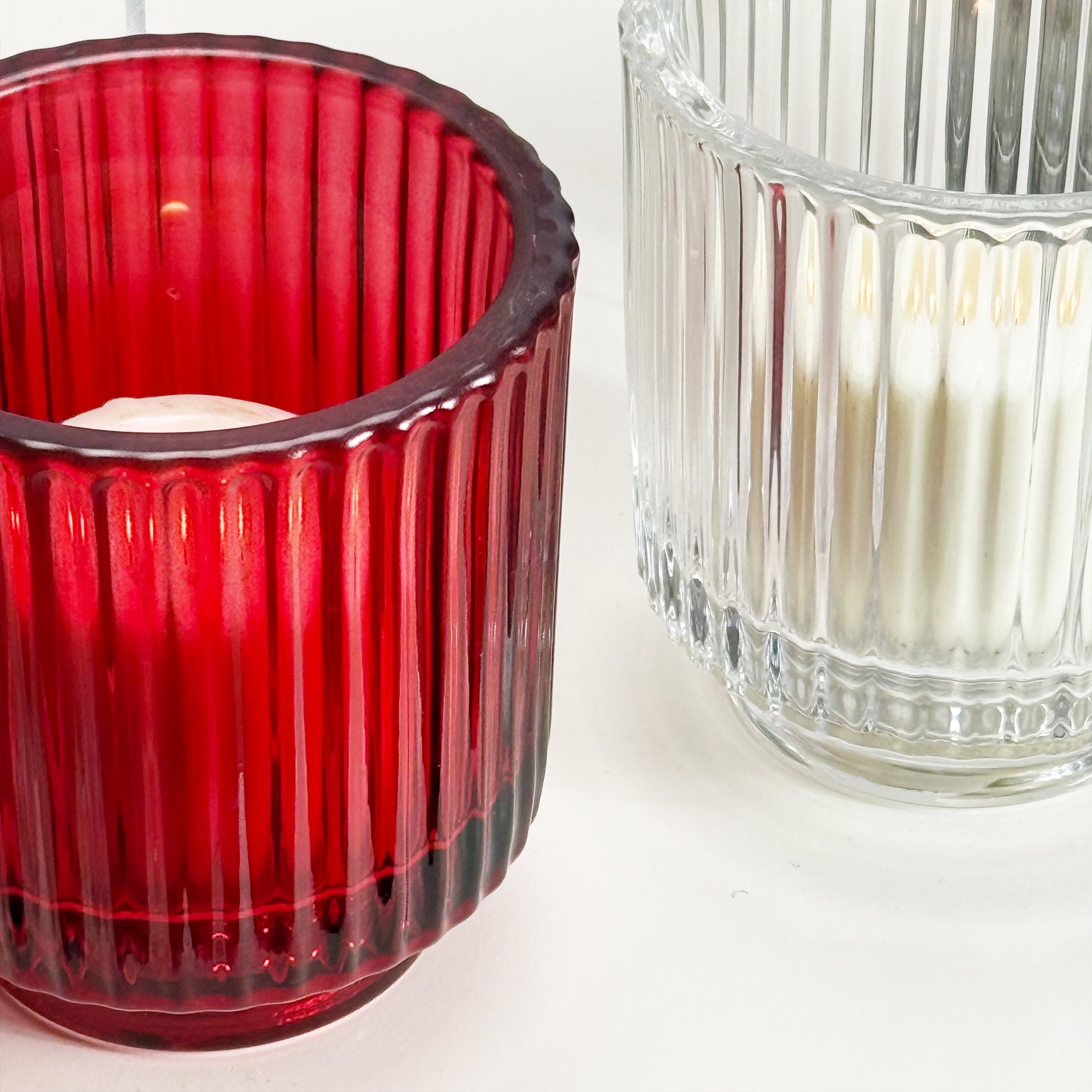 Ribbed Glass Tealight Holder