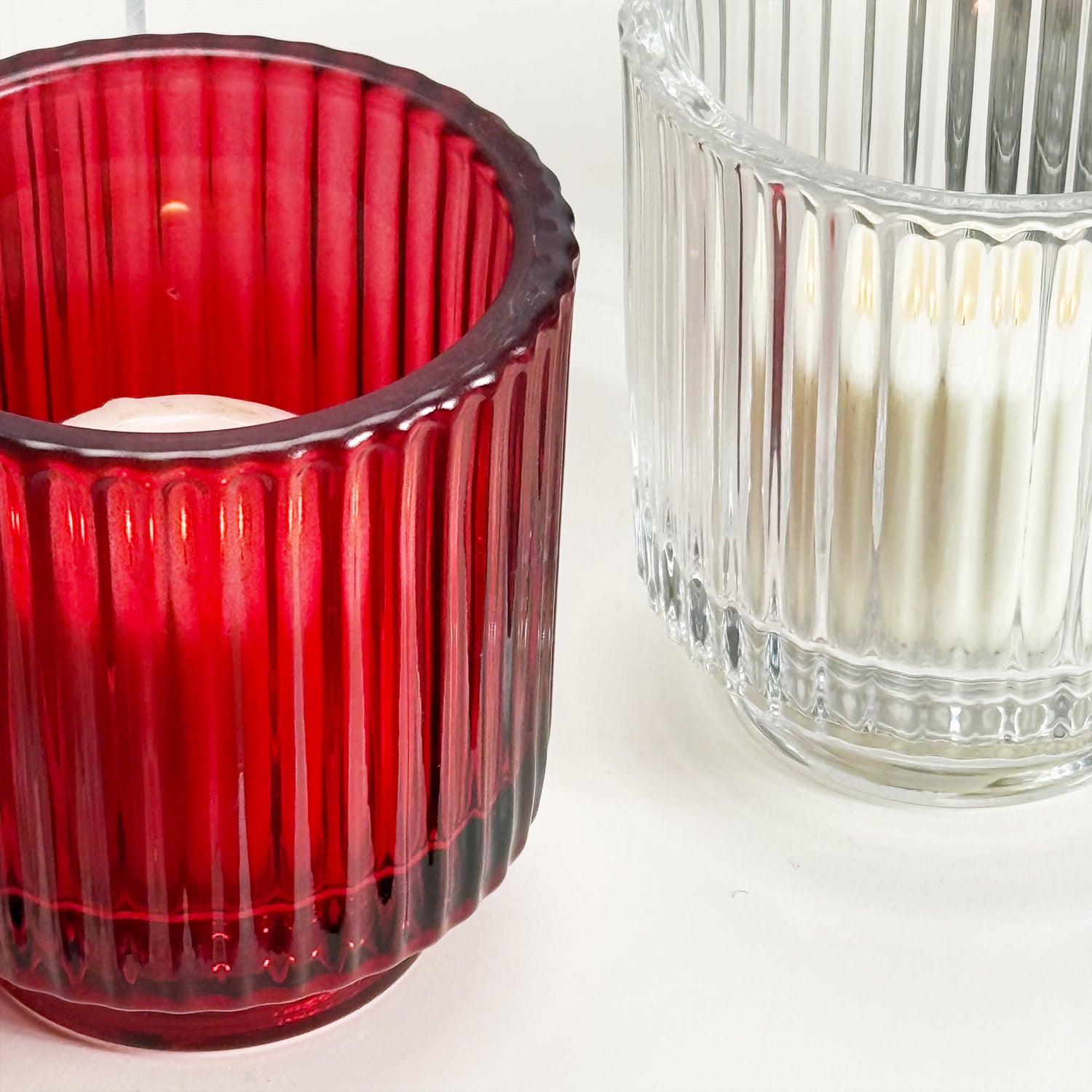 Ribbed Glass Tealight Holder