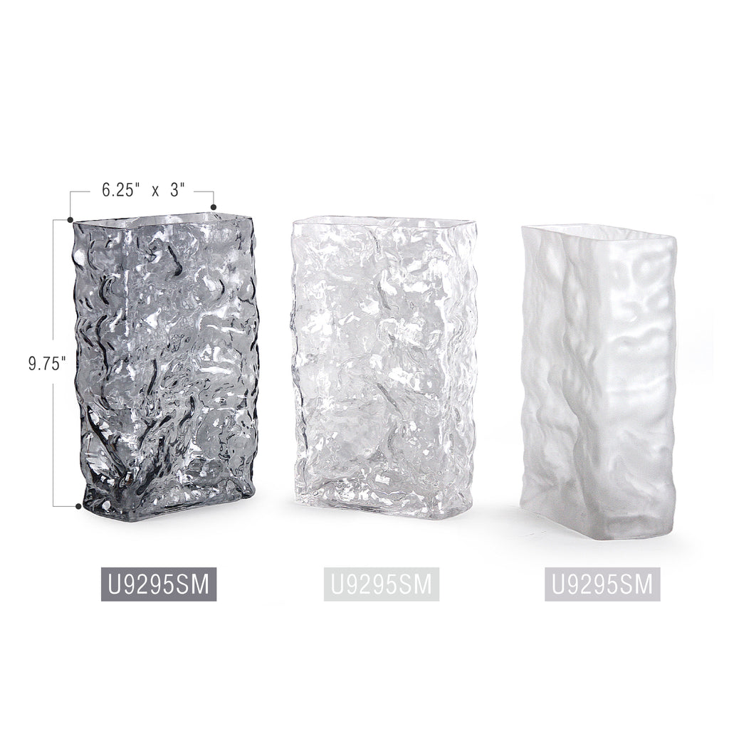 Glacial Rectangular Glass Vase | Galore Home: Luxury Home Decor, Elegant Home Furnishings, Stylish Home Accents & Contemporary Home Accessories