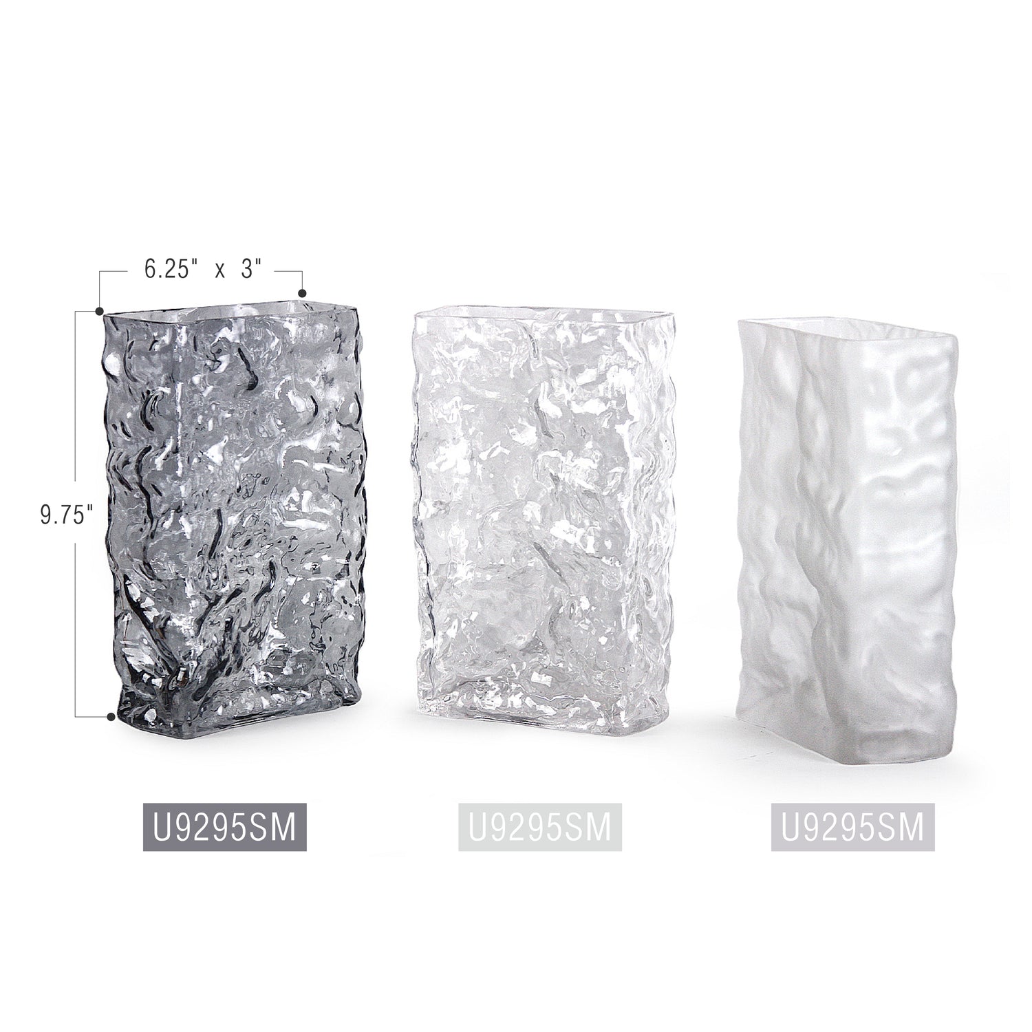 Glacial Rectangular Glass Vase | Galore Home: Luxury Home Decor, Elegant Home Furnishings, Stylish Home Accents & Contemporary Home Accessories