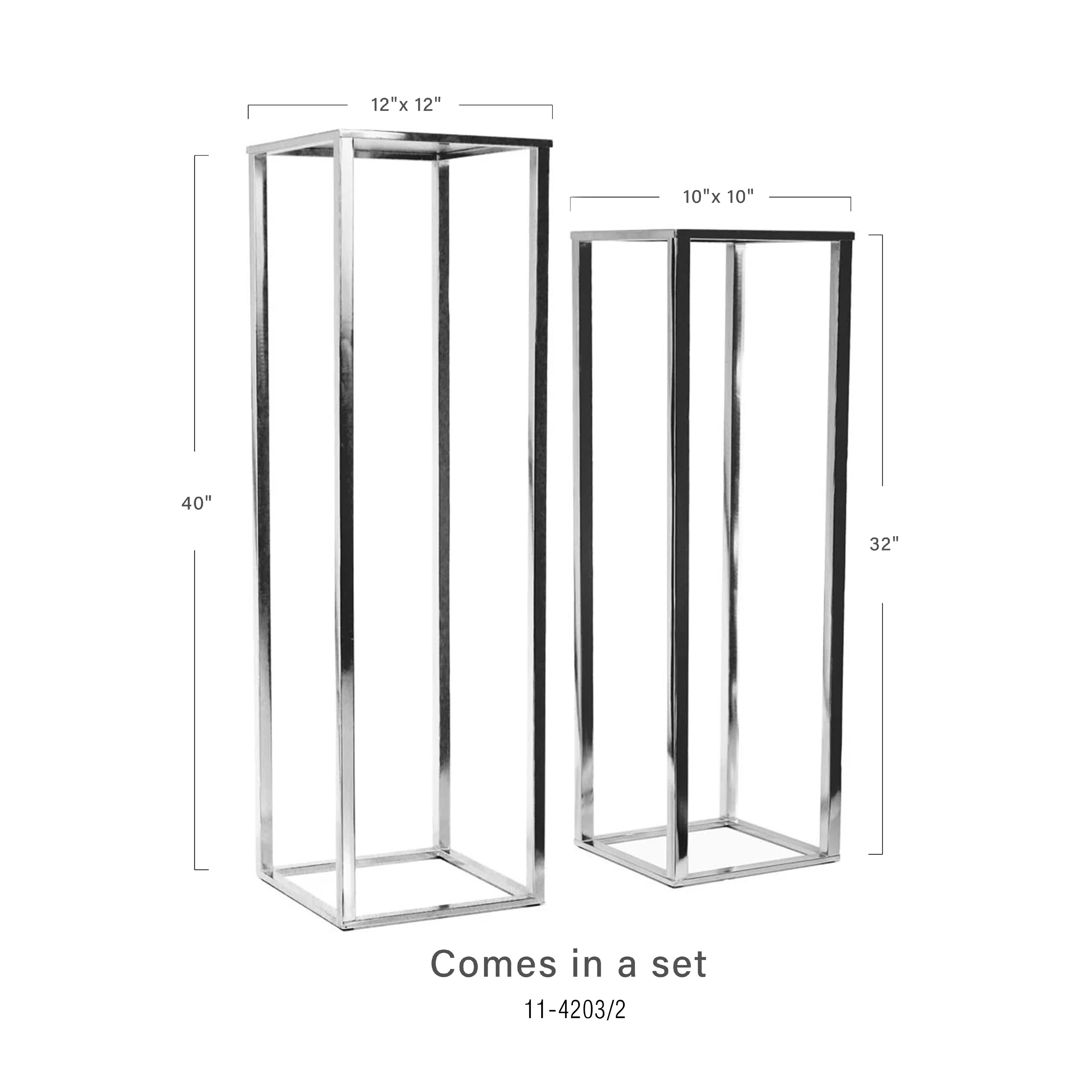 Electroplated Metal Column / Pedestal Stand (set of 2)