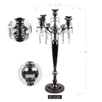 40" 5-Arm Black Crystal Candelabra Candle Holder