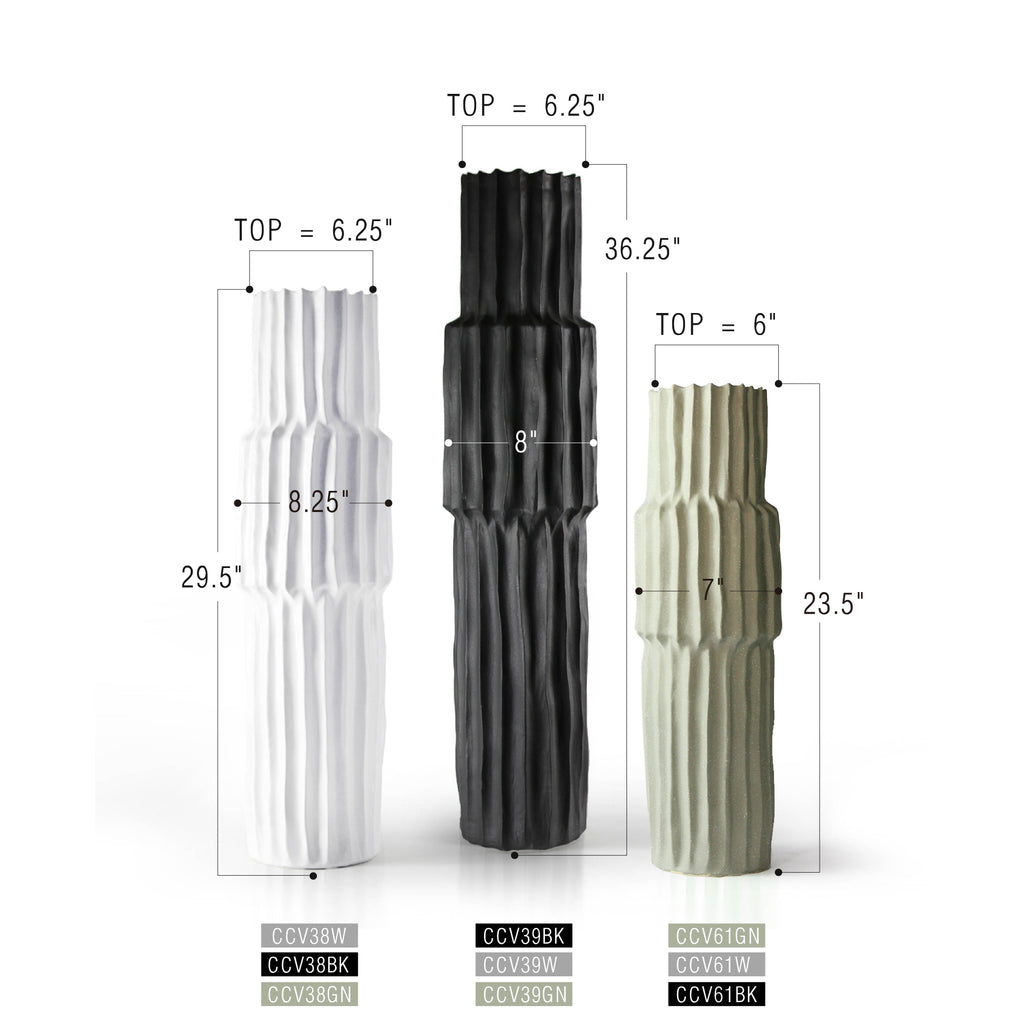 Tall Fluted/Ribbed Floor Vases