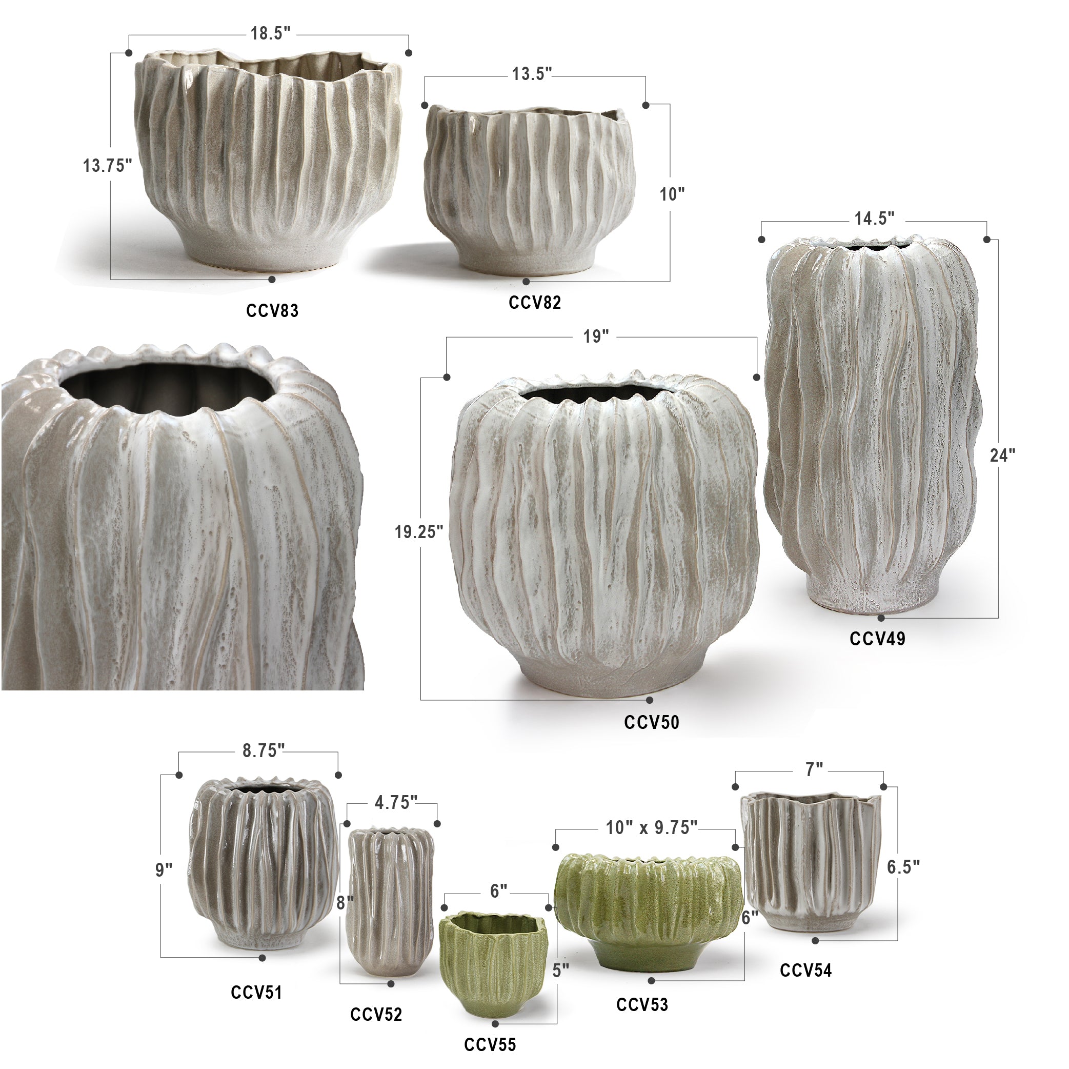 Rippled Haven Pot / Planter