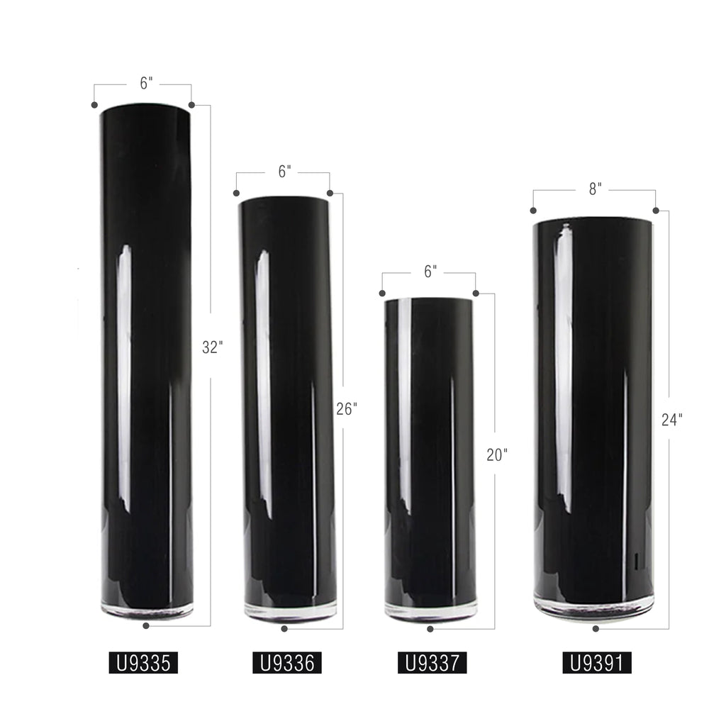 Multi-Layered Black Glass Cylinder Vase