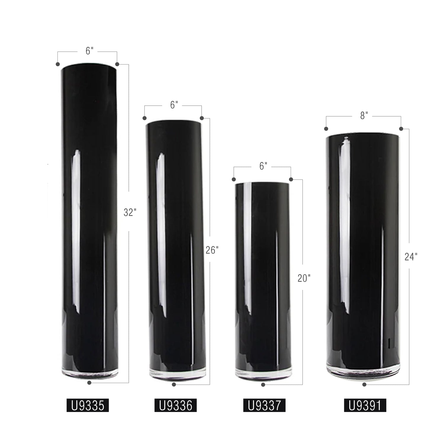 Multi-Layered Black Glass Cylinder Vase