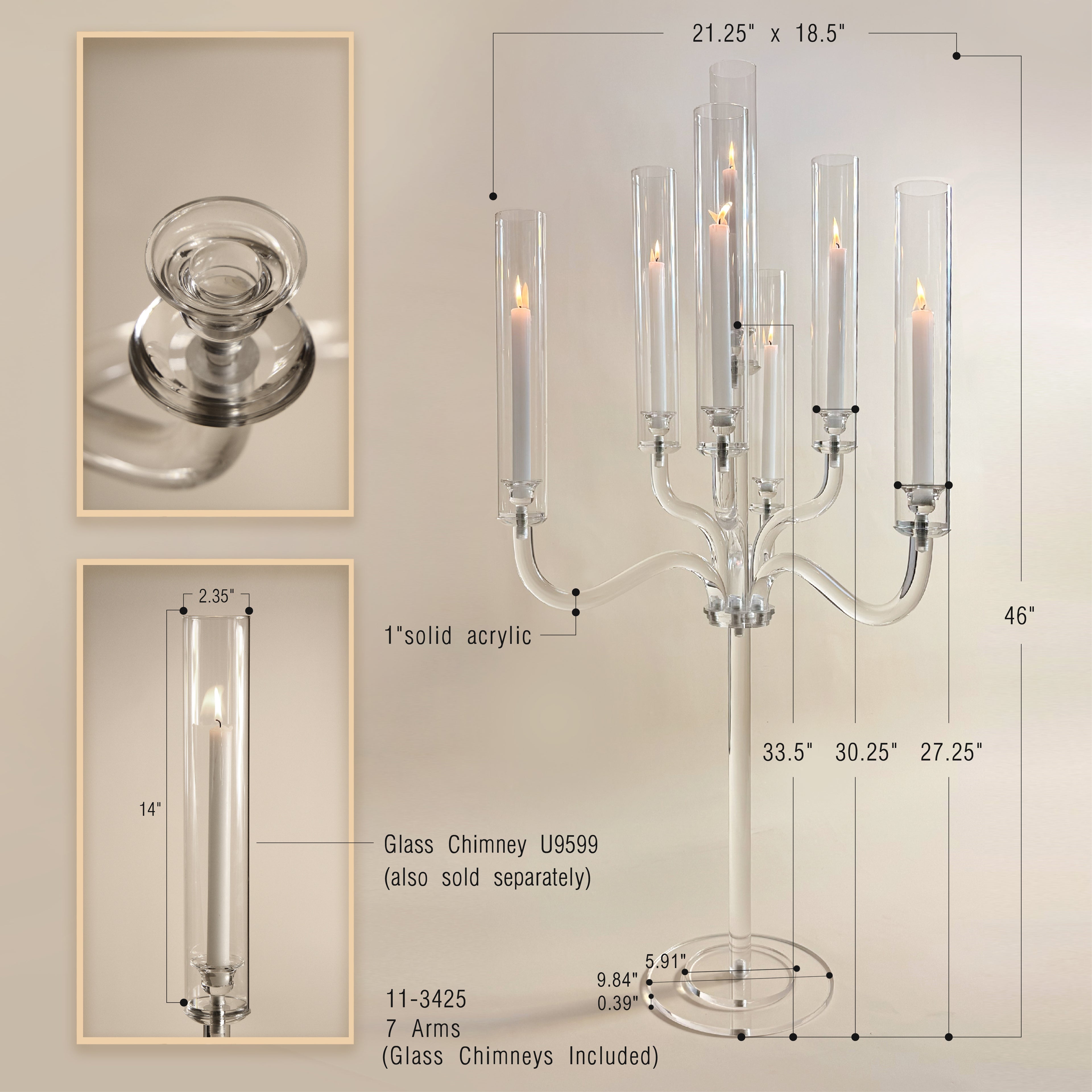 Premium Acrylic 7-Arms Chandelier Candelabra