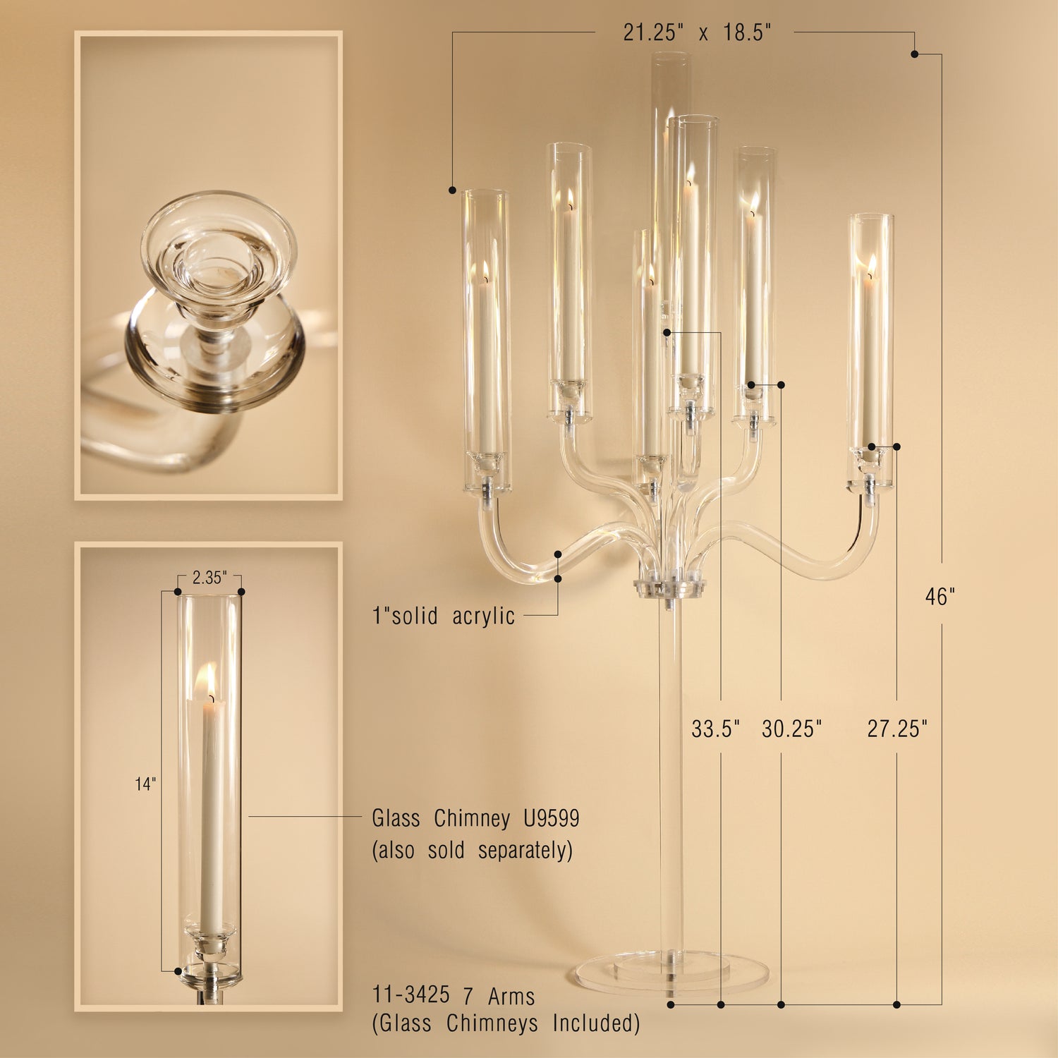 Premium Acrylic 7-Arms Chandelier Candelabra