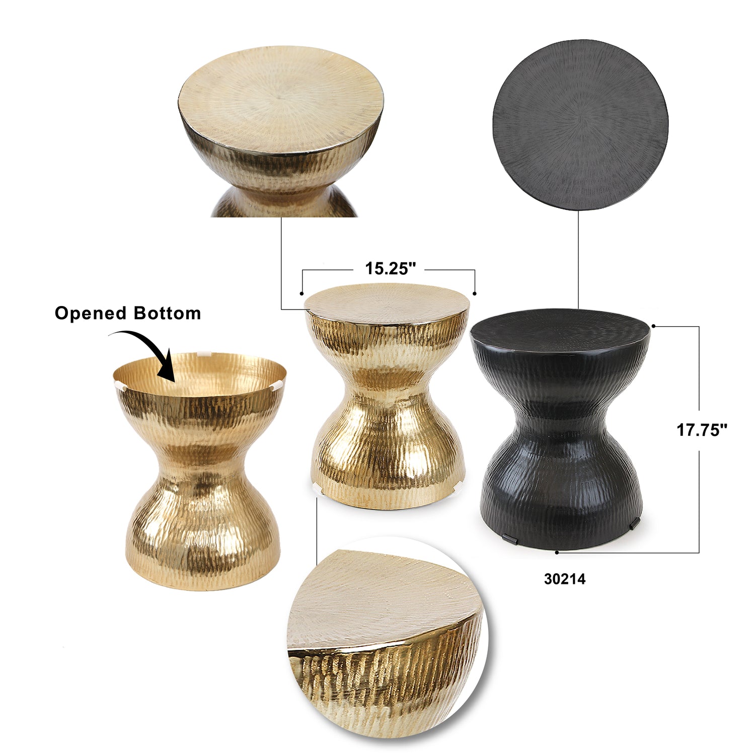 Hammered Aluminum Side Table