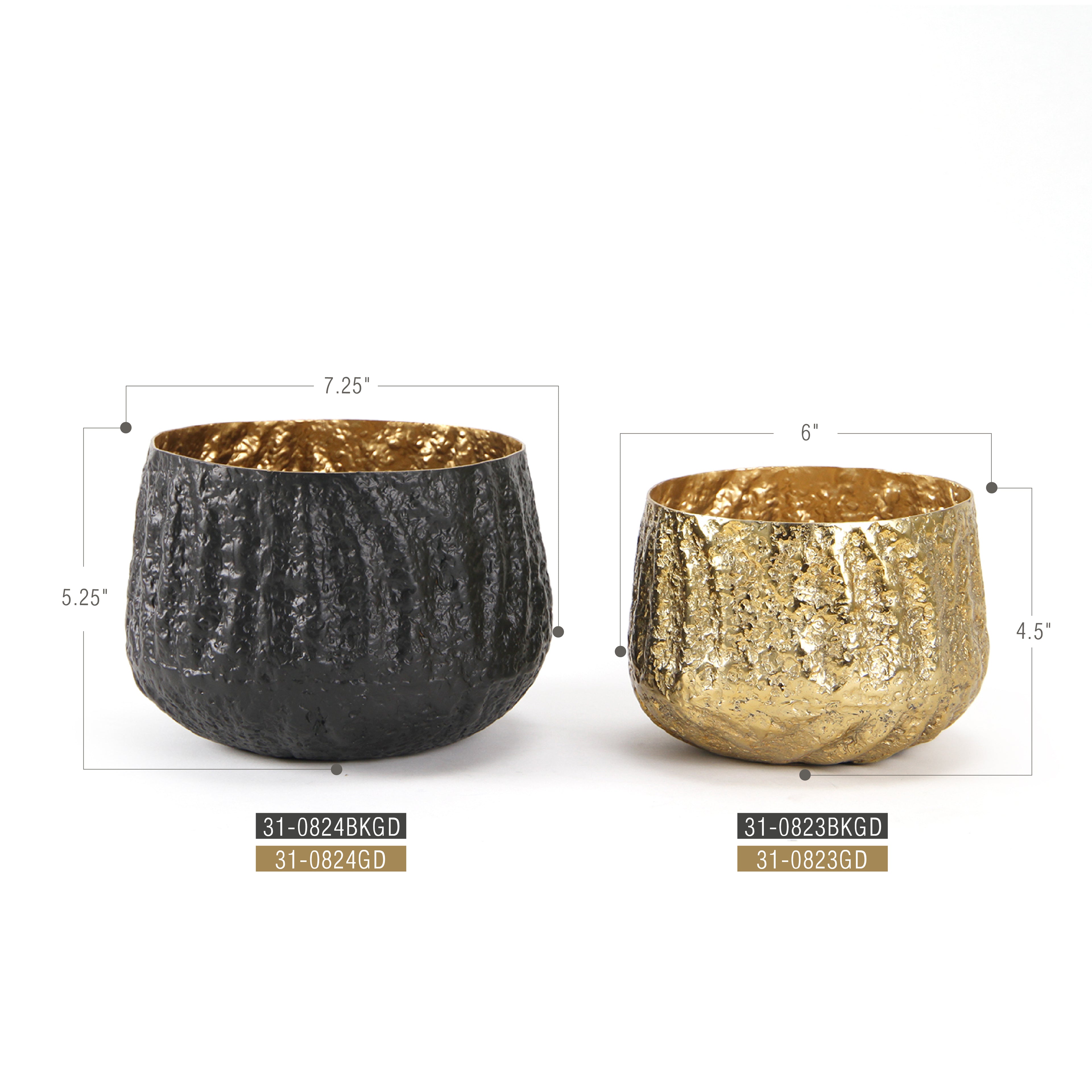 Crushed Round Taper Aluminum Metal Planter | Galore Home: Luxury Home Decor, Elegant Home Furnishings, Stylish Home Accents & Contemporary Home Accessories