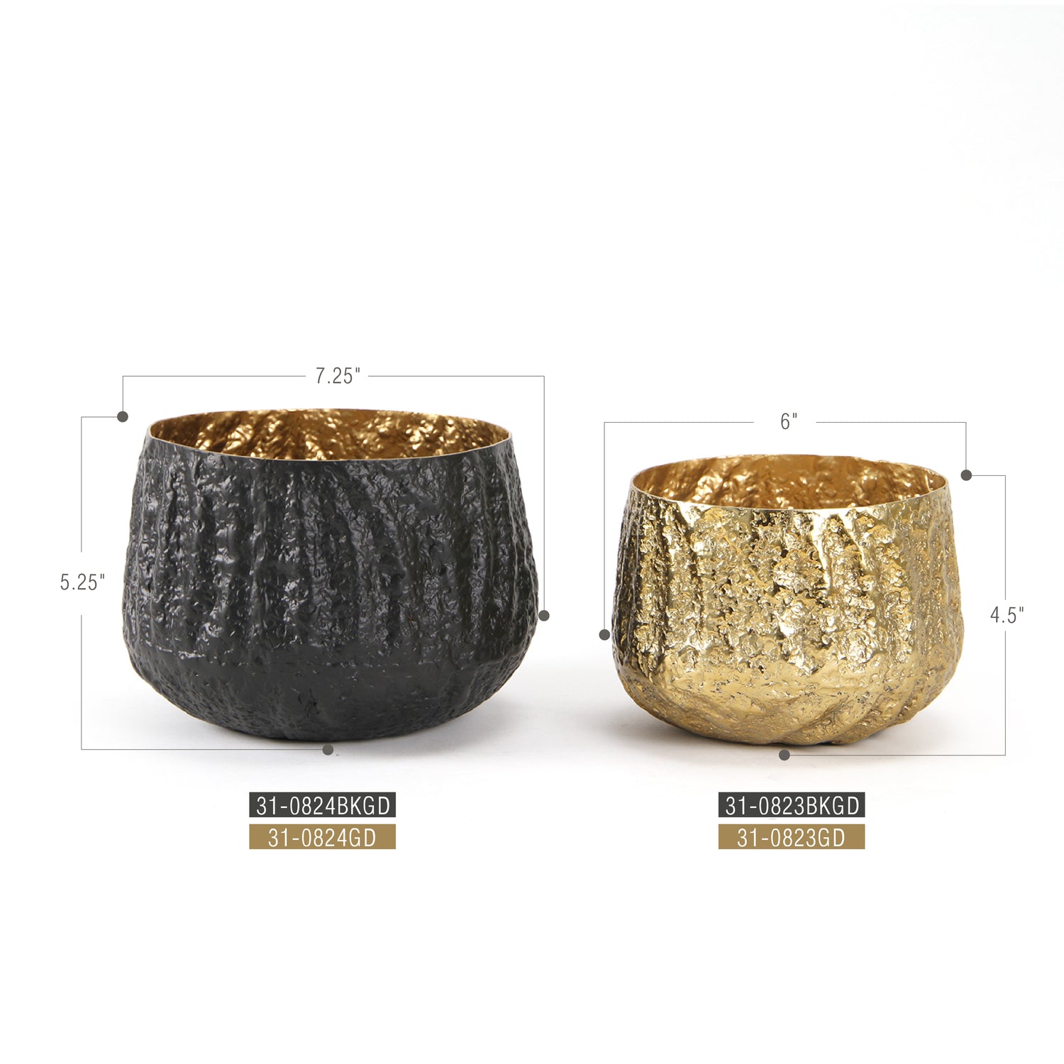 Crushed Round Taper Aluminum Metal Planter | Galore Home: Luxury Home Decor, Elegant Home Furnishings, Stylish Home Accents & Contemporary Home Accessories