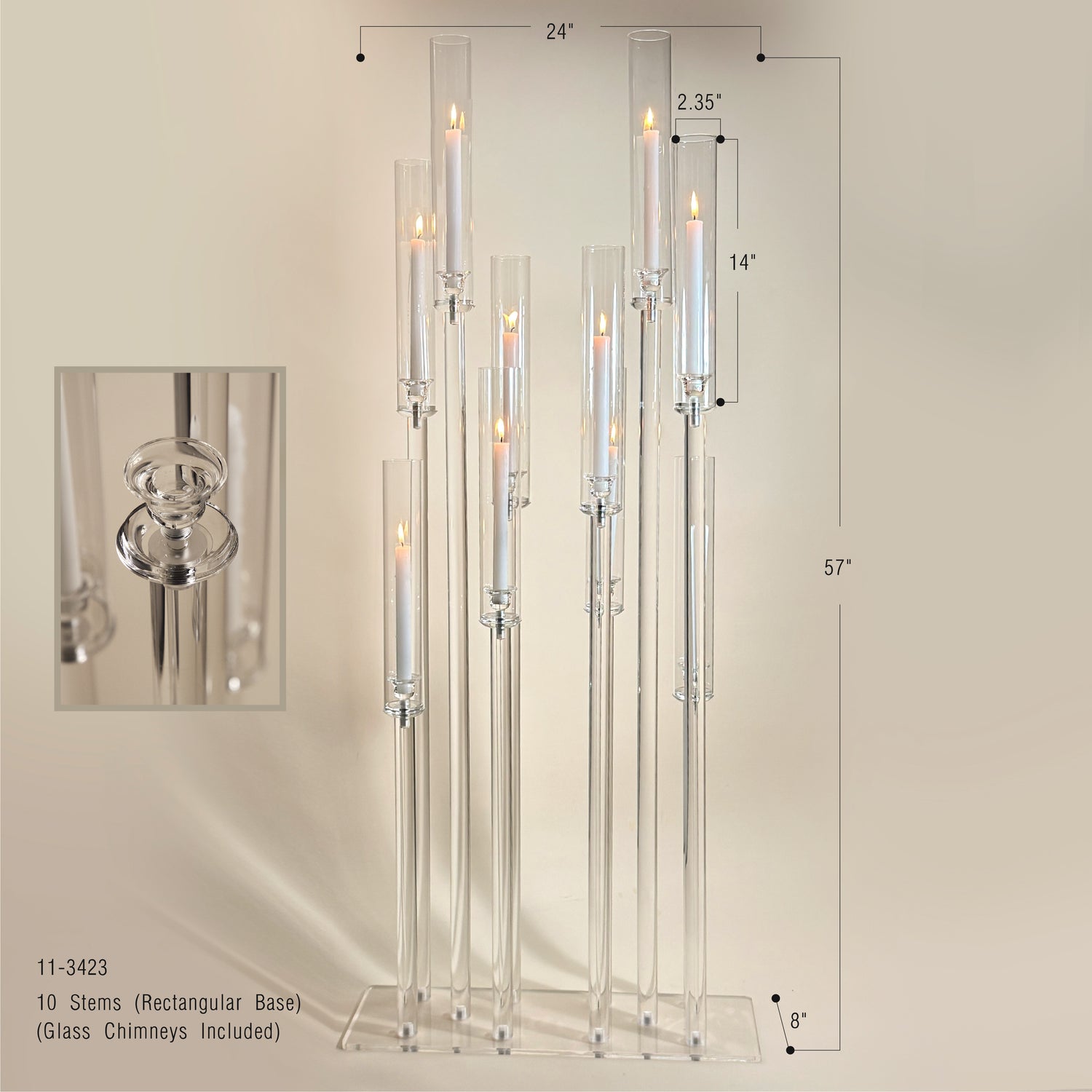 Diamond Glow Acrylic Candelabra