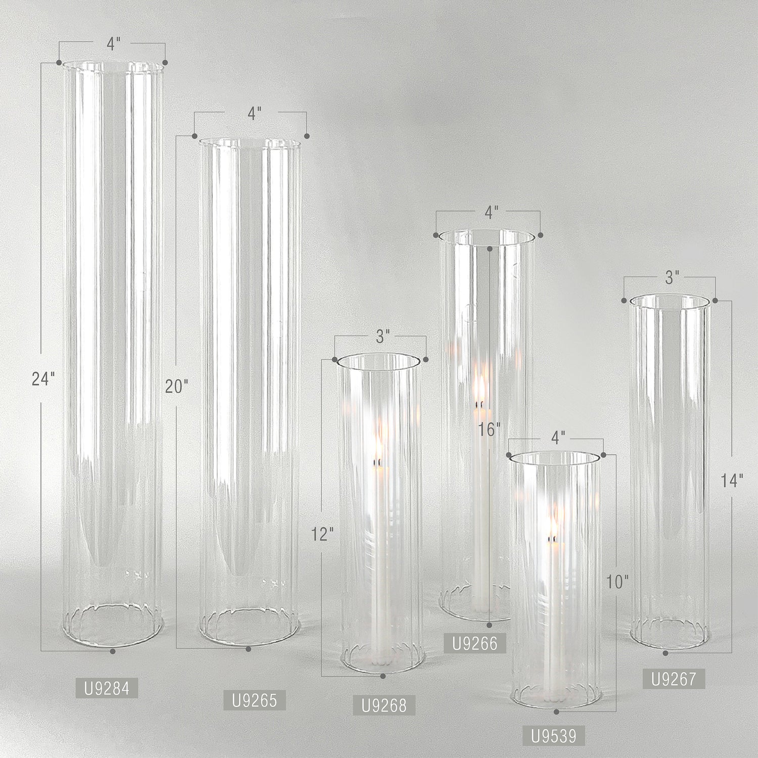Pleated Glass Chimney (set of 6)