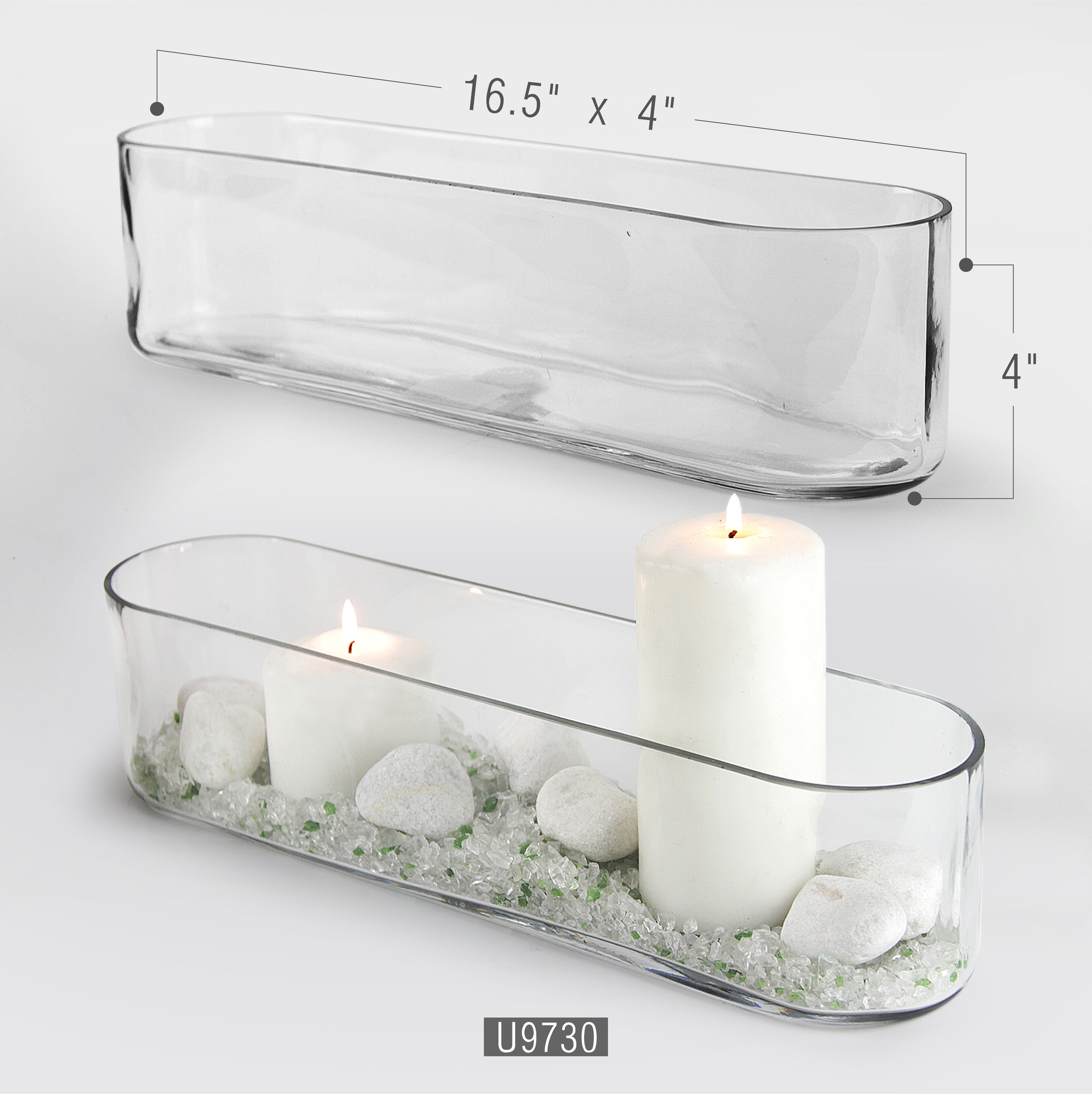 16.5" Long Oval Glass Vase / Centerpiece | Galore Home: Luxury Home Decor, Elegant Home Furnishings, Stylish Home Accents & Contemporary Home Accessories