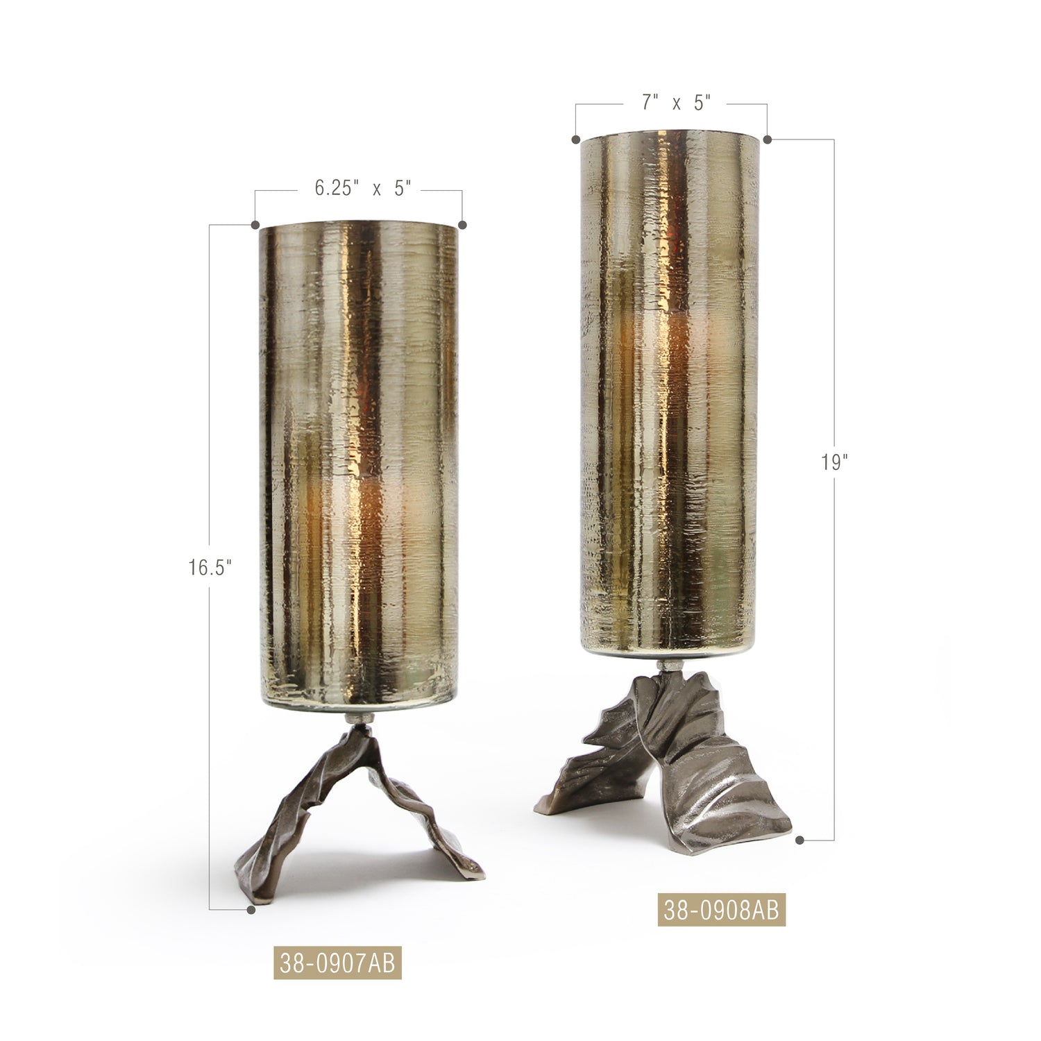 Sepia Aged Brass Glass Candle Holder | Galore Home: Luxury Home Decor, Elegant Home Furnishings, Stylish Home Accents & Contemporary Home Accessories