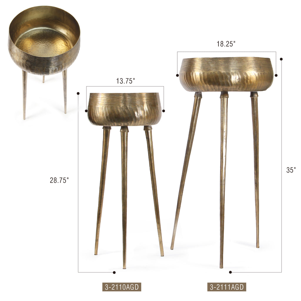 Aurea Tall Metal Tripod Planter Bowl