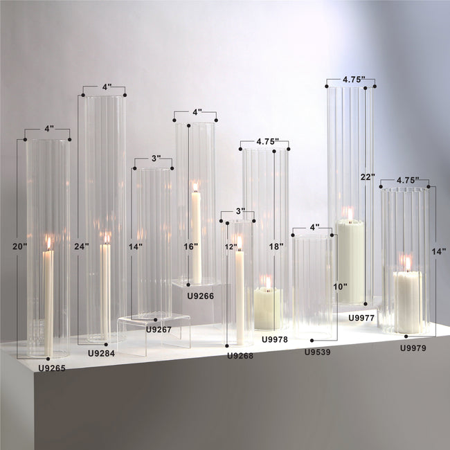 Pleated Glass Chimney Hurricane Candle Holder (set of 6)