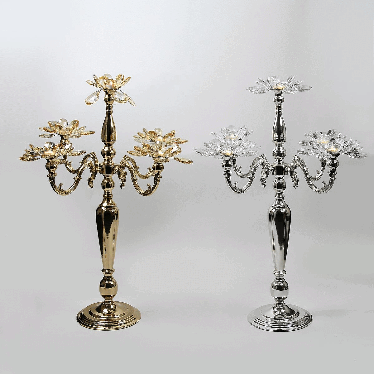 5 Arm Crystal Petal Candelabra Candle Holder