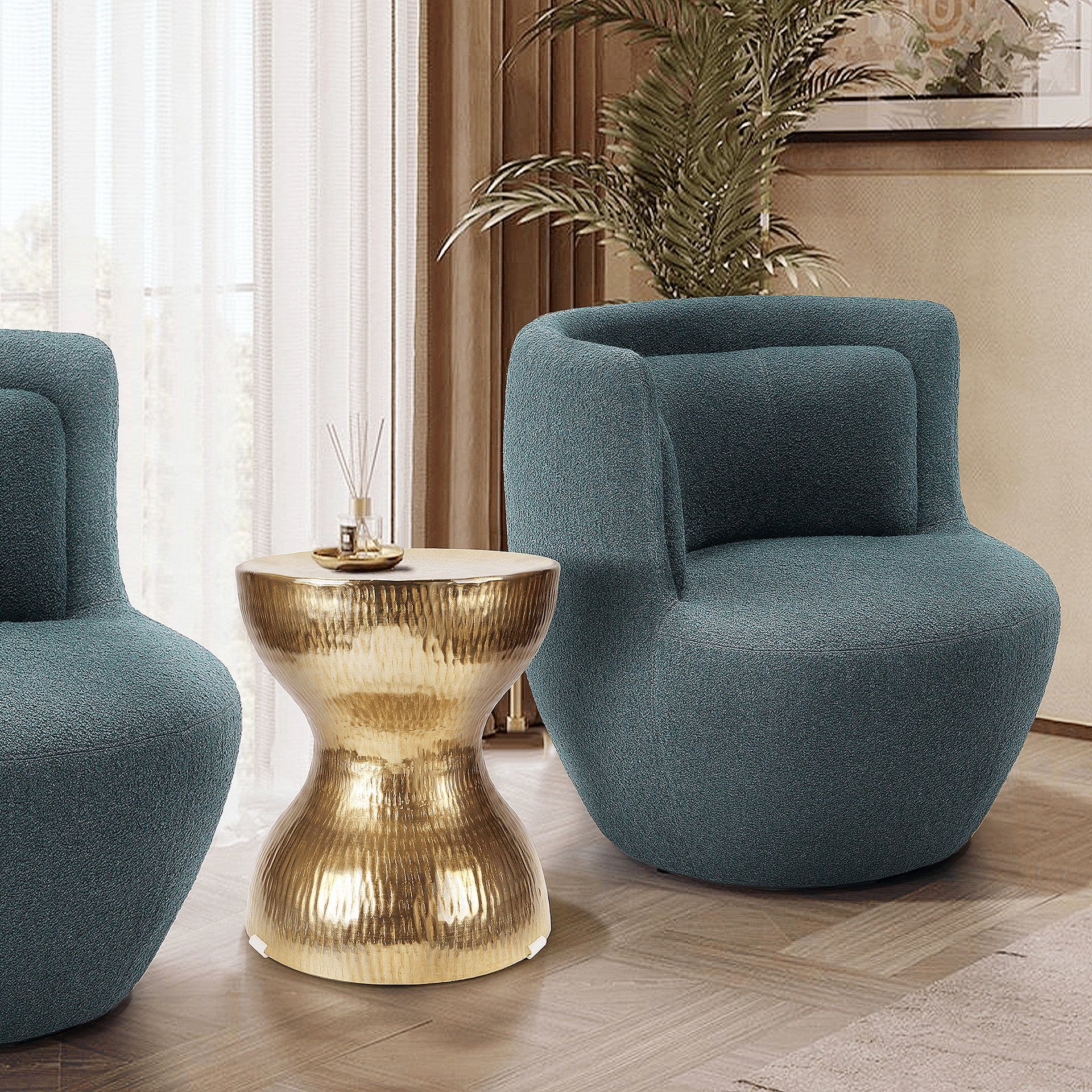 Hammered Aluminum Side Table (Gold)