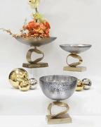 Cosmos Glass Aluminum Centerpiece Bowl