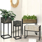 Reclaimed Wood Planters on Metal Stand