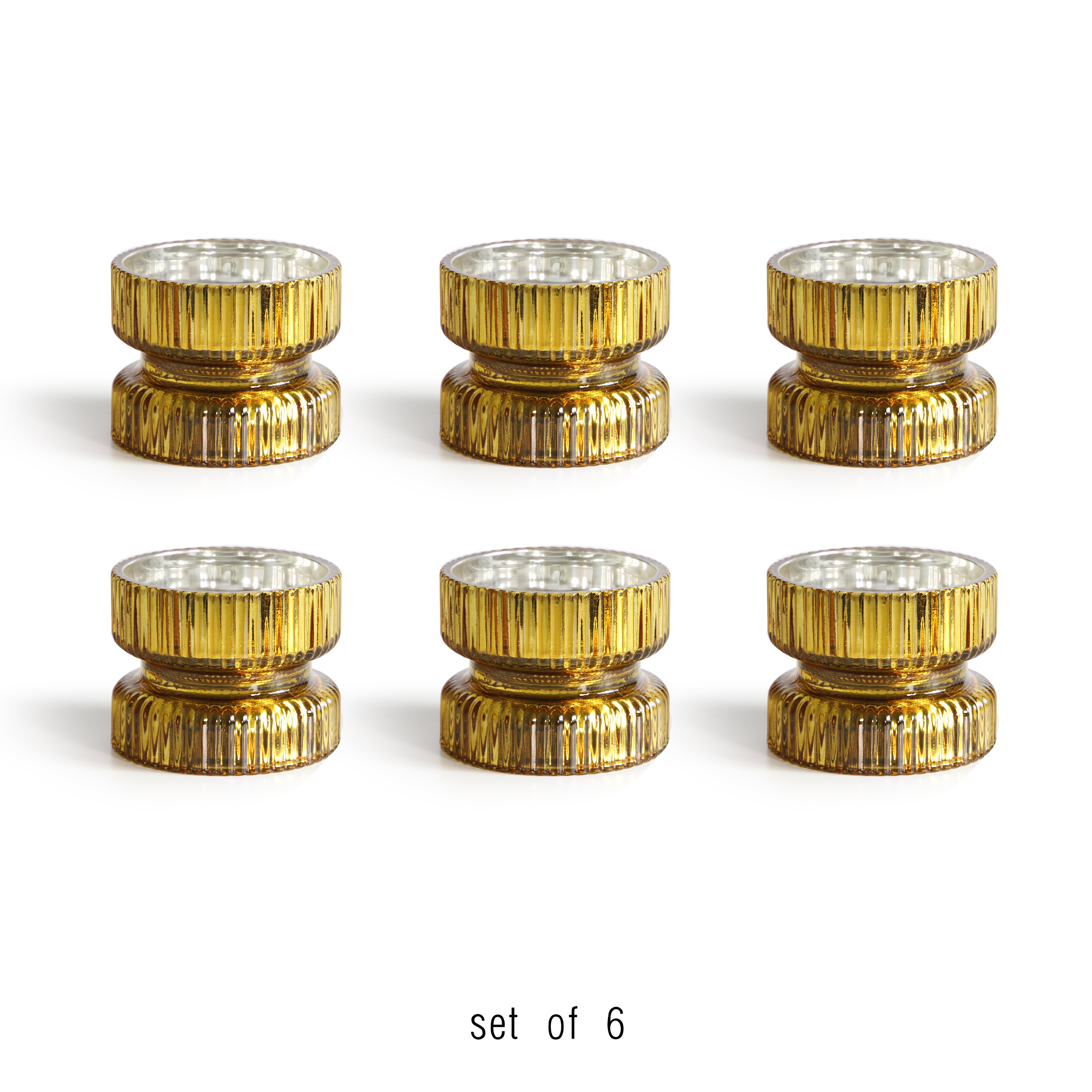 Glass Pillar Candle Holder (set of 6)