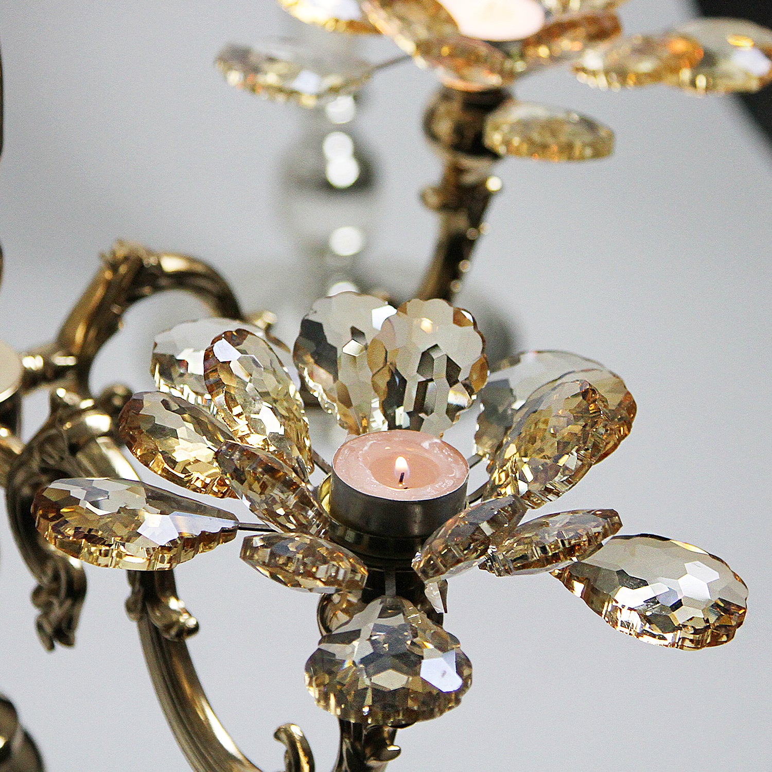 5 Arm Crystal Petal Candelabra Candle Holder | Galore Home: Luxury Home Decor, Elegant Home Furnishings, Stylish Home Accents & Contemporary Home Accessories