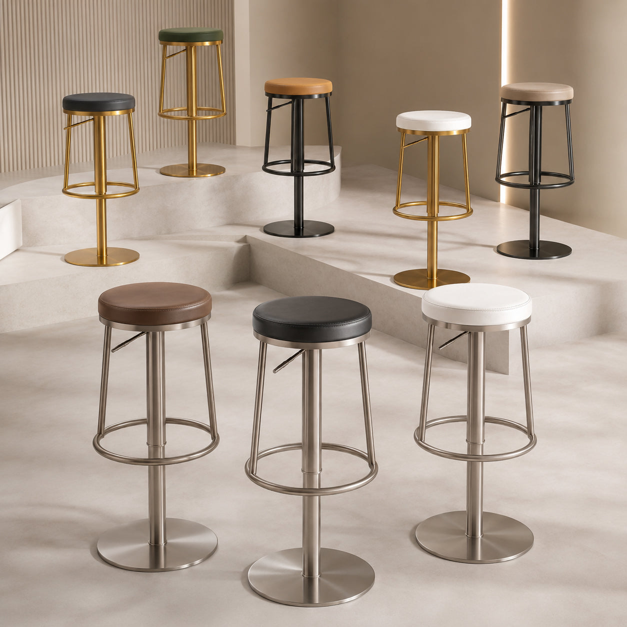 Aero Swivel Counter Bar Stool with Integrated Foot Rest