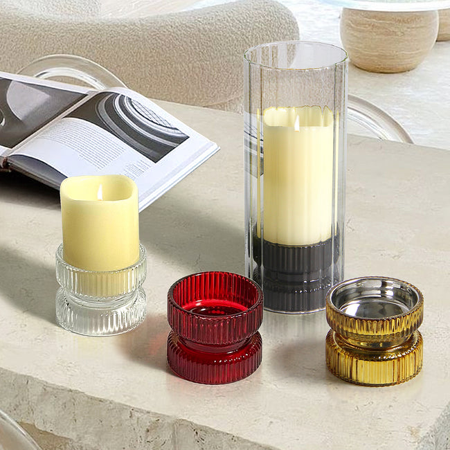 Glass Pillar Candle Holder (set of 6)