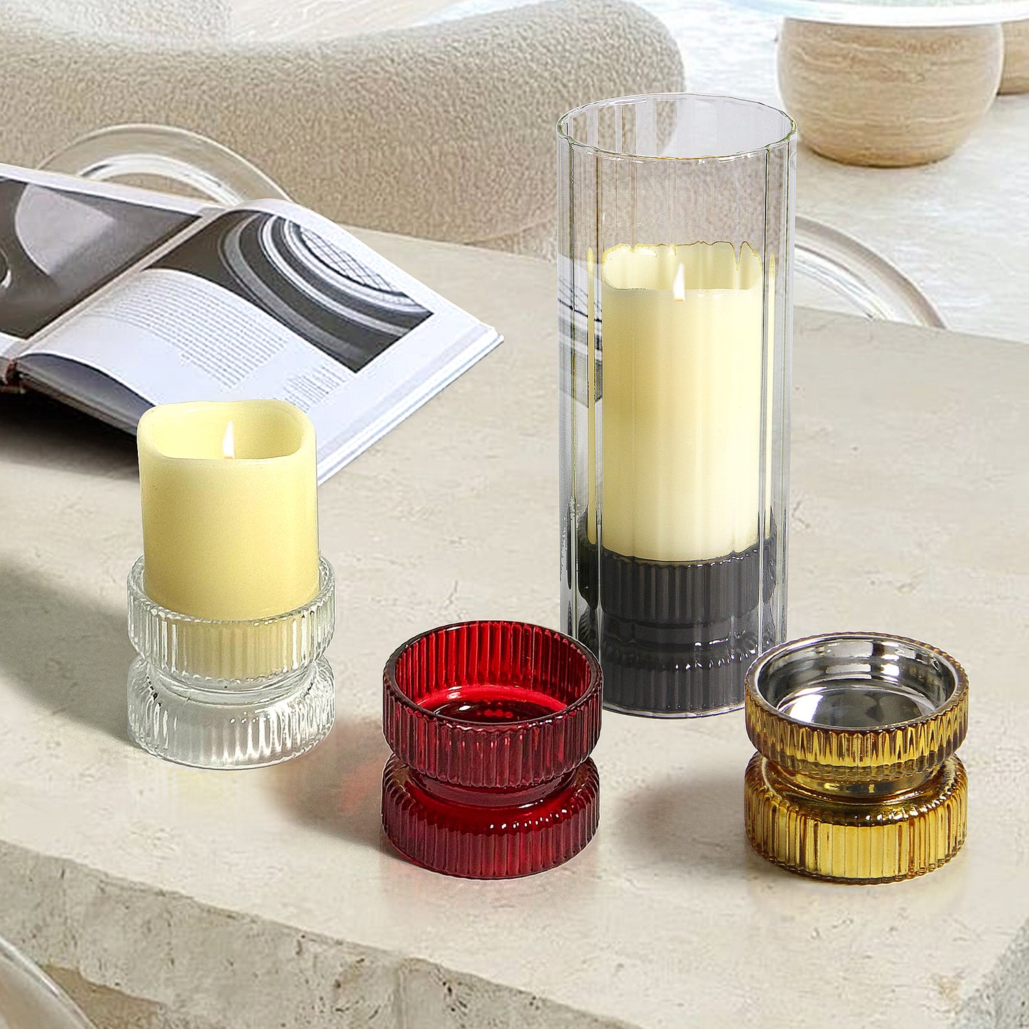 Pleated Glass Chimney (set of 6)