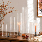 Pleated Glass Chimney Hurricane Candle Holder (set of 6)