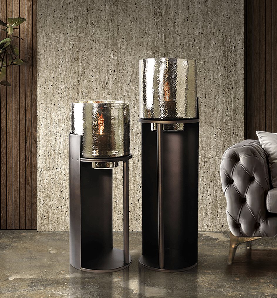 Sepia Floor Pillar Candle Holder
