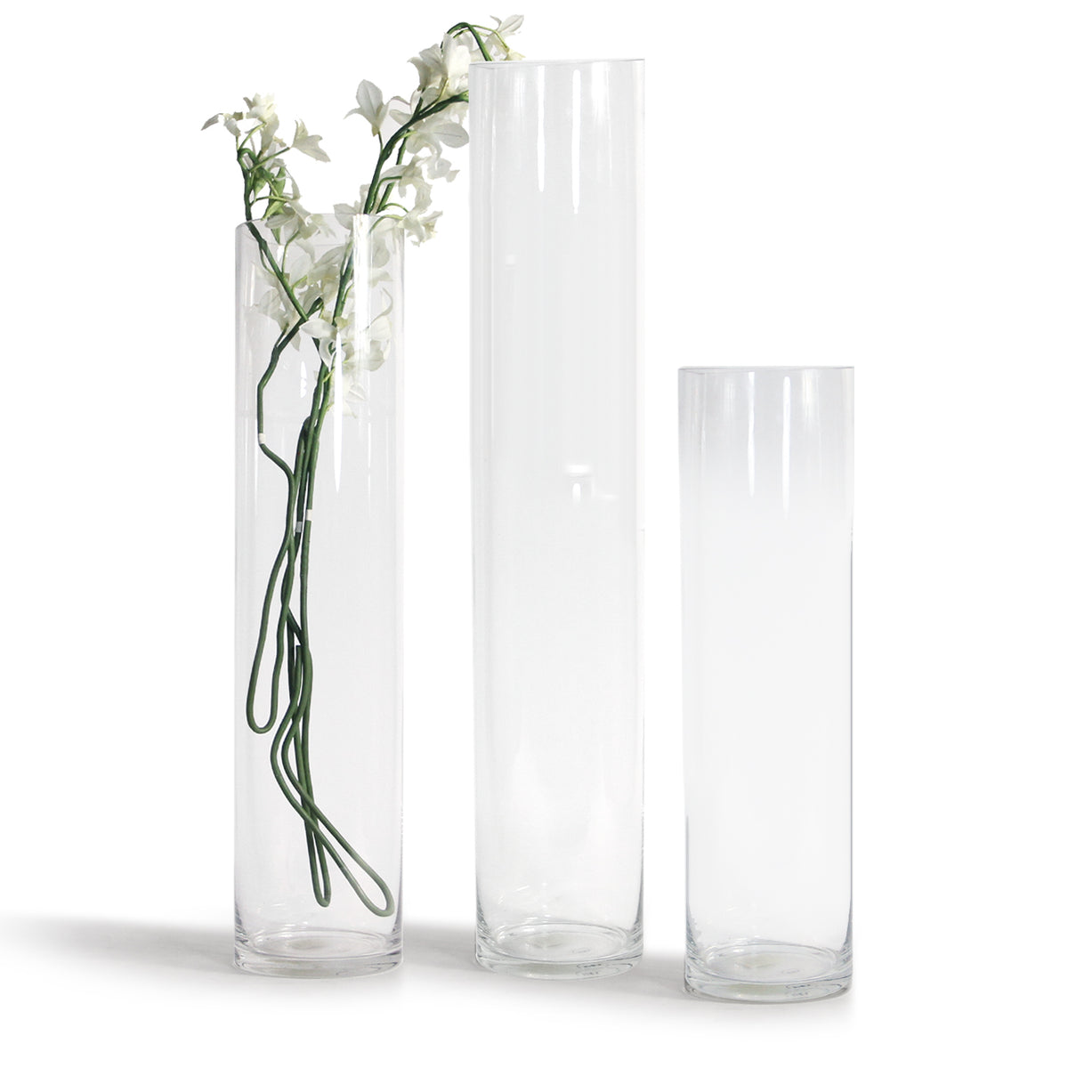 Tall Glass Cylinder Vase Set | Wedding Floral Centerpieces Large