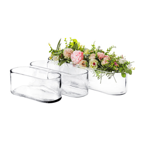 16.5" Long Oval Glass Vase / Centerpiece | Galore Home: Luxury Home Decor, Elegant Home Furnishings, Stylish Home Accents & Contemporary Home Accessories