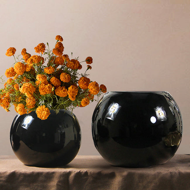 Black Glass Bubble Vase
