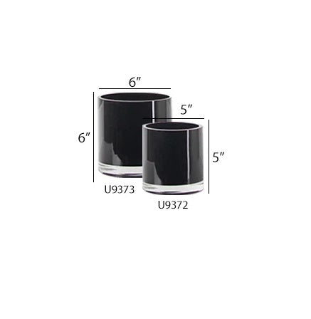 Multi-Layered Black Glass Cylinder Vase