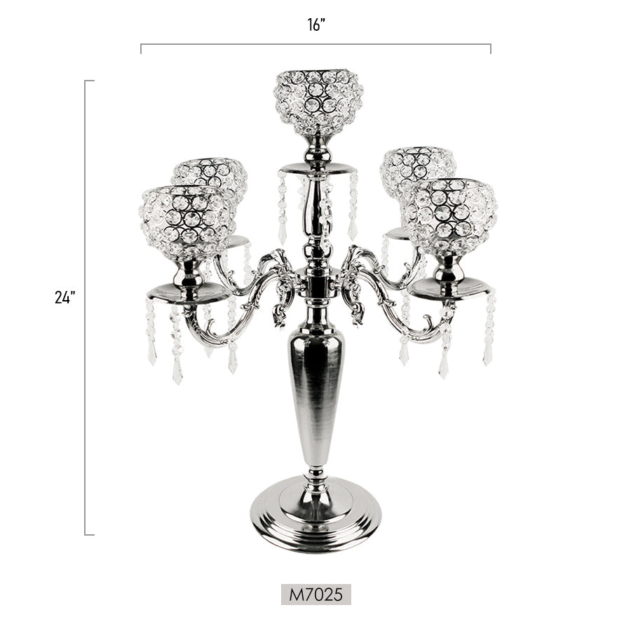 5 Arm Hanging Crystal Candelabra Candle Holder