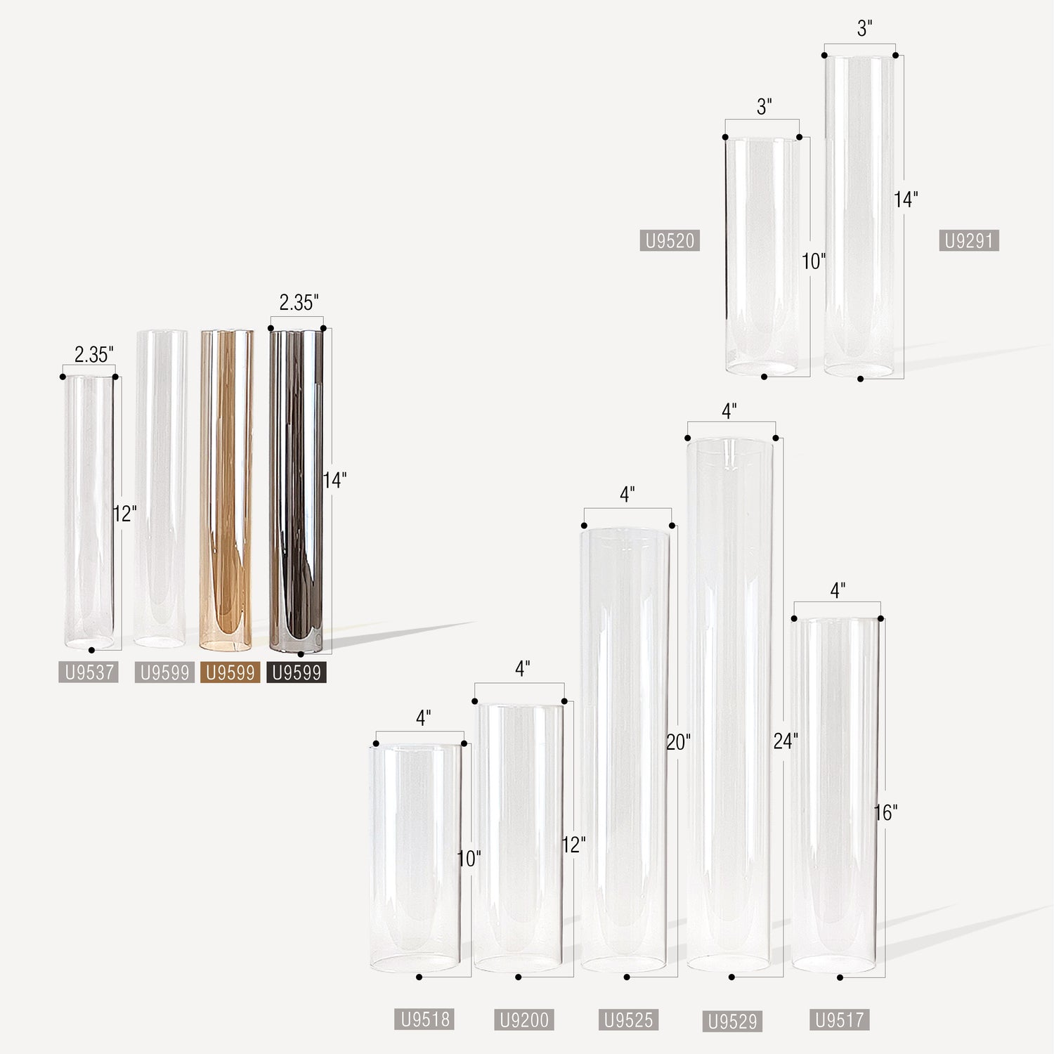 Glass Chimney Hurricane Candle Holder (set of 6)