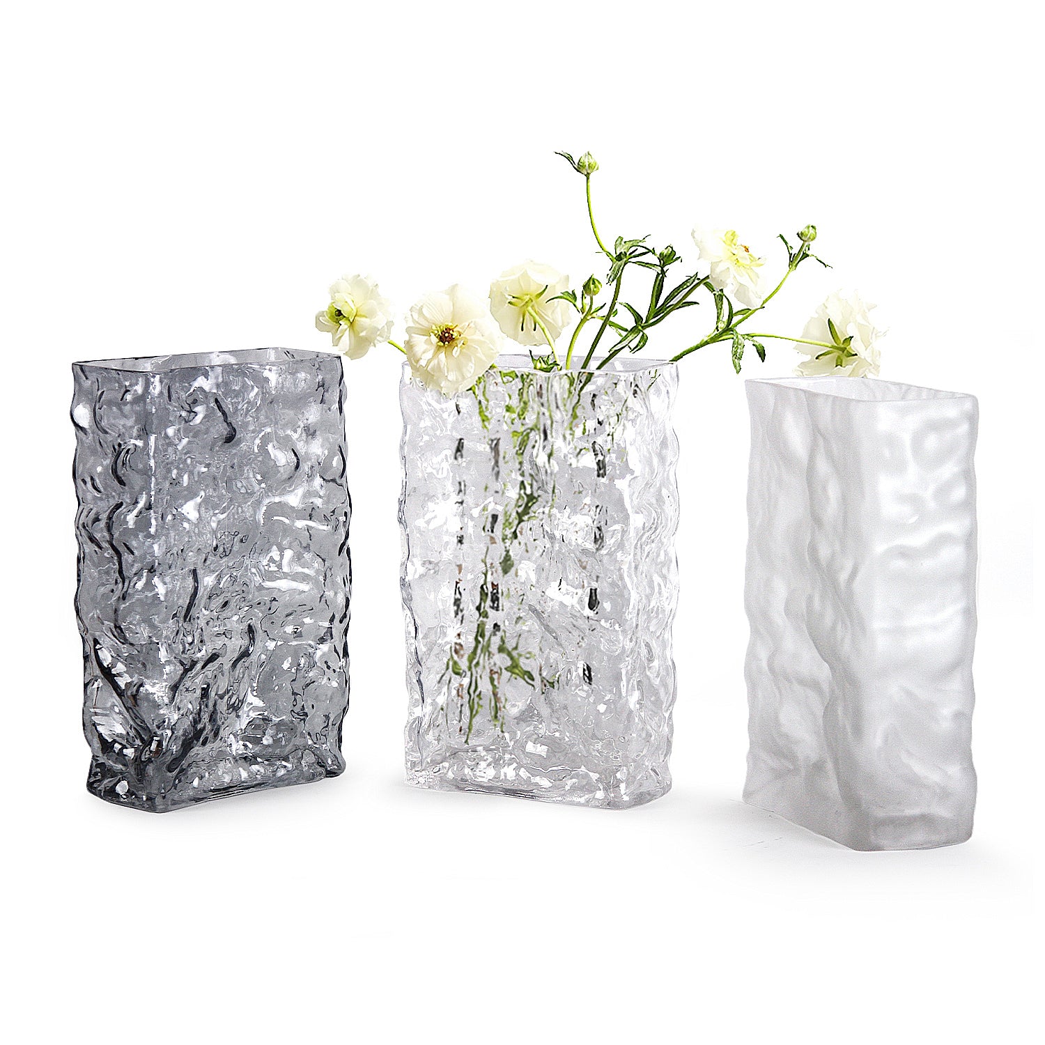 Glacial Rectangular Glass Vase | Galore Home: Luxury Home Decor, Elegant Home Furnishings, Stylish Home Accents & Contemporary Home Accessories