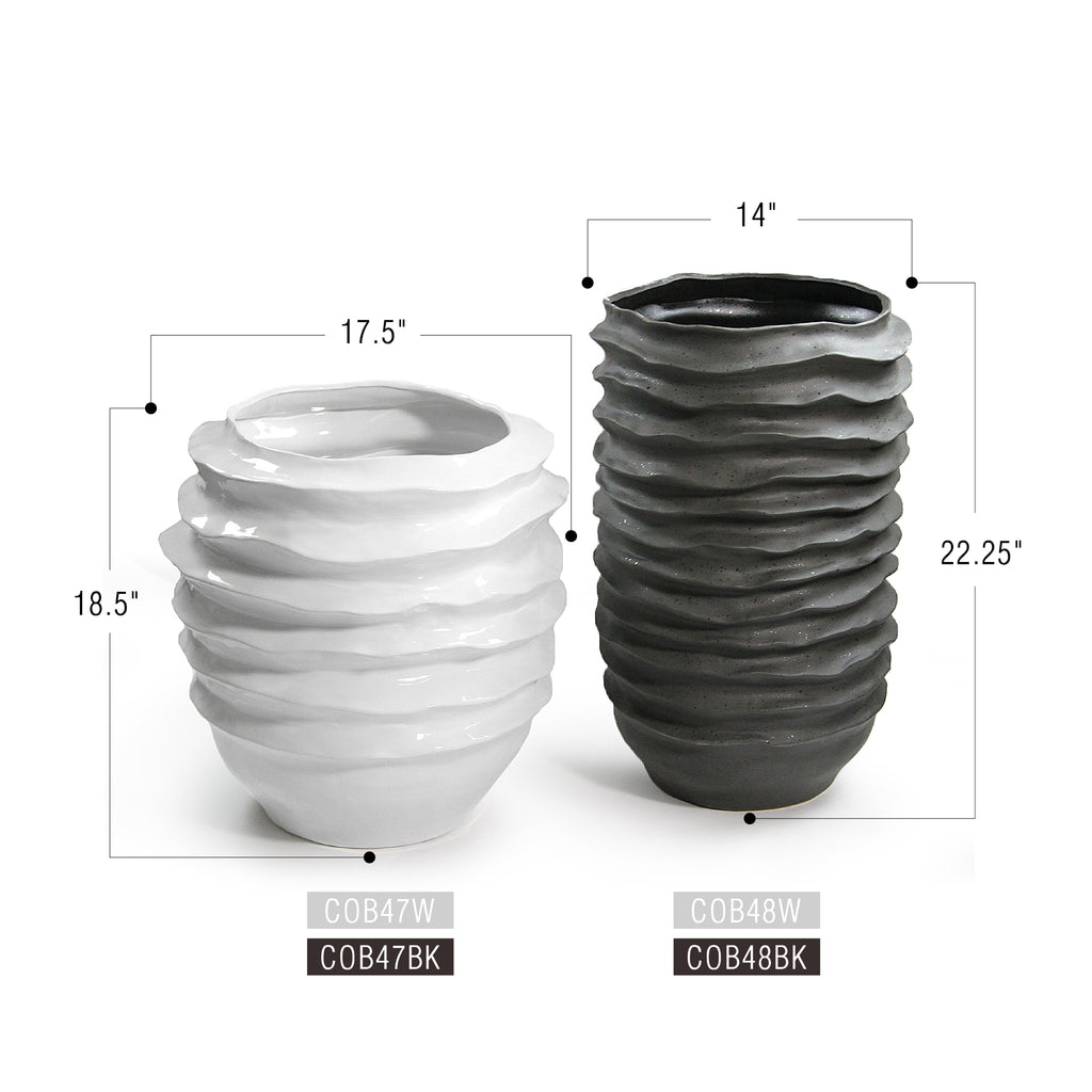 Wavy Disk Ceramic Planter | Galore Home: Luxury Home Decor, Elegant Home Furnishings, Stylish Home Accents & Contemporary Home Accessories