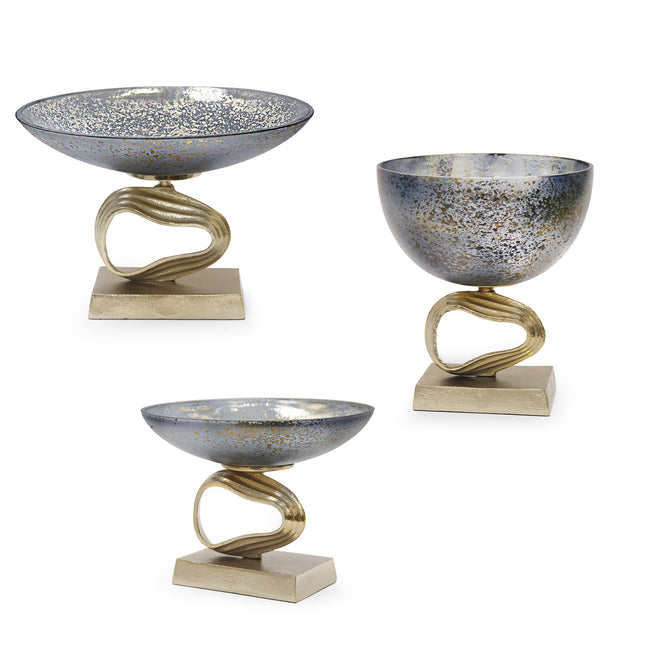 Cosmos Glass Aluminum Centerpiece Bowl