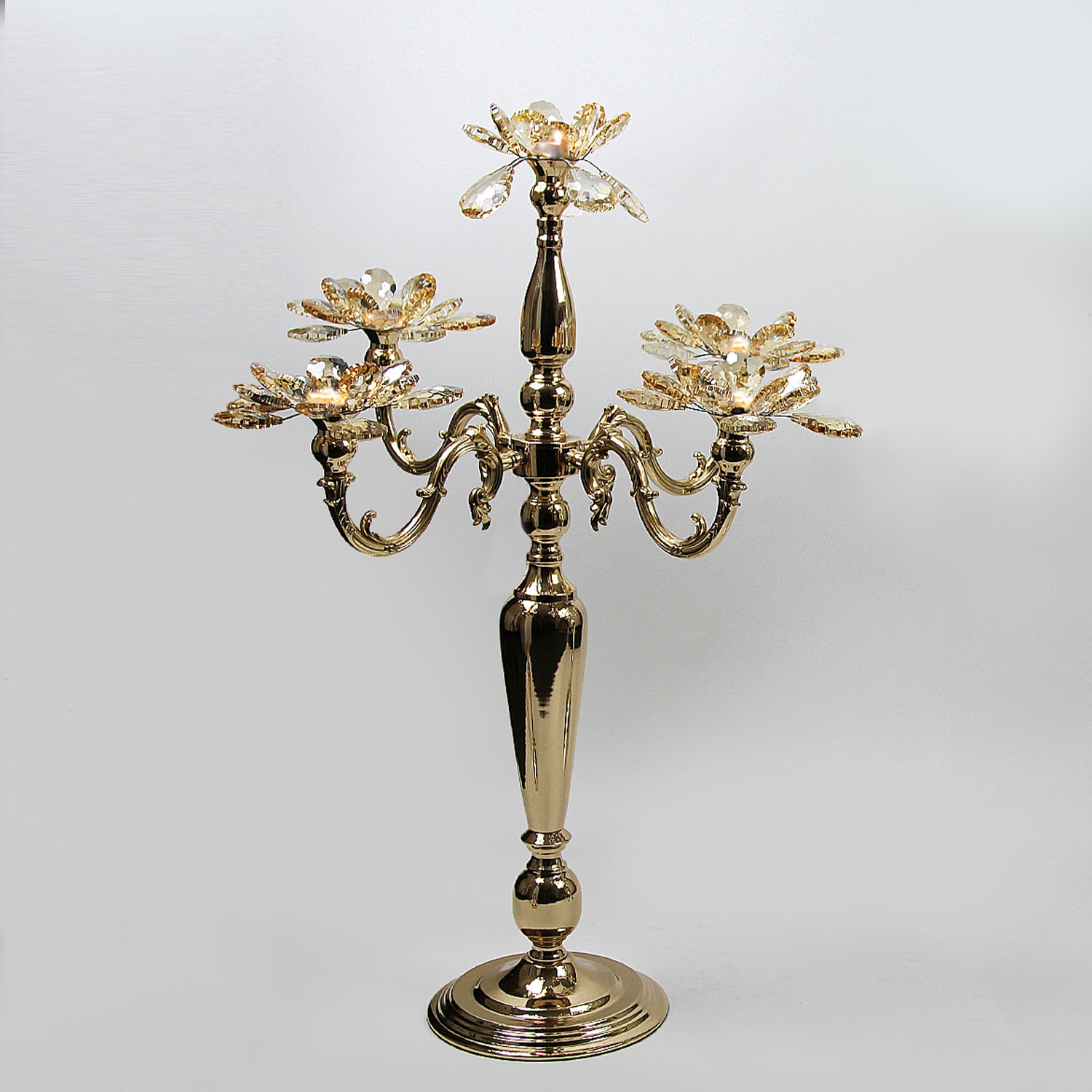 5 Arm Crystal Petal Candelabra Candle Holder | Galore Home: Luxury Home Decor, Elegant Home Furnishings, Stylish Home Accents & Contemporary Home Accessories