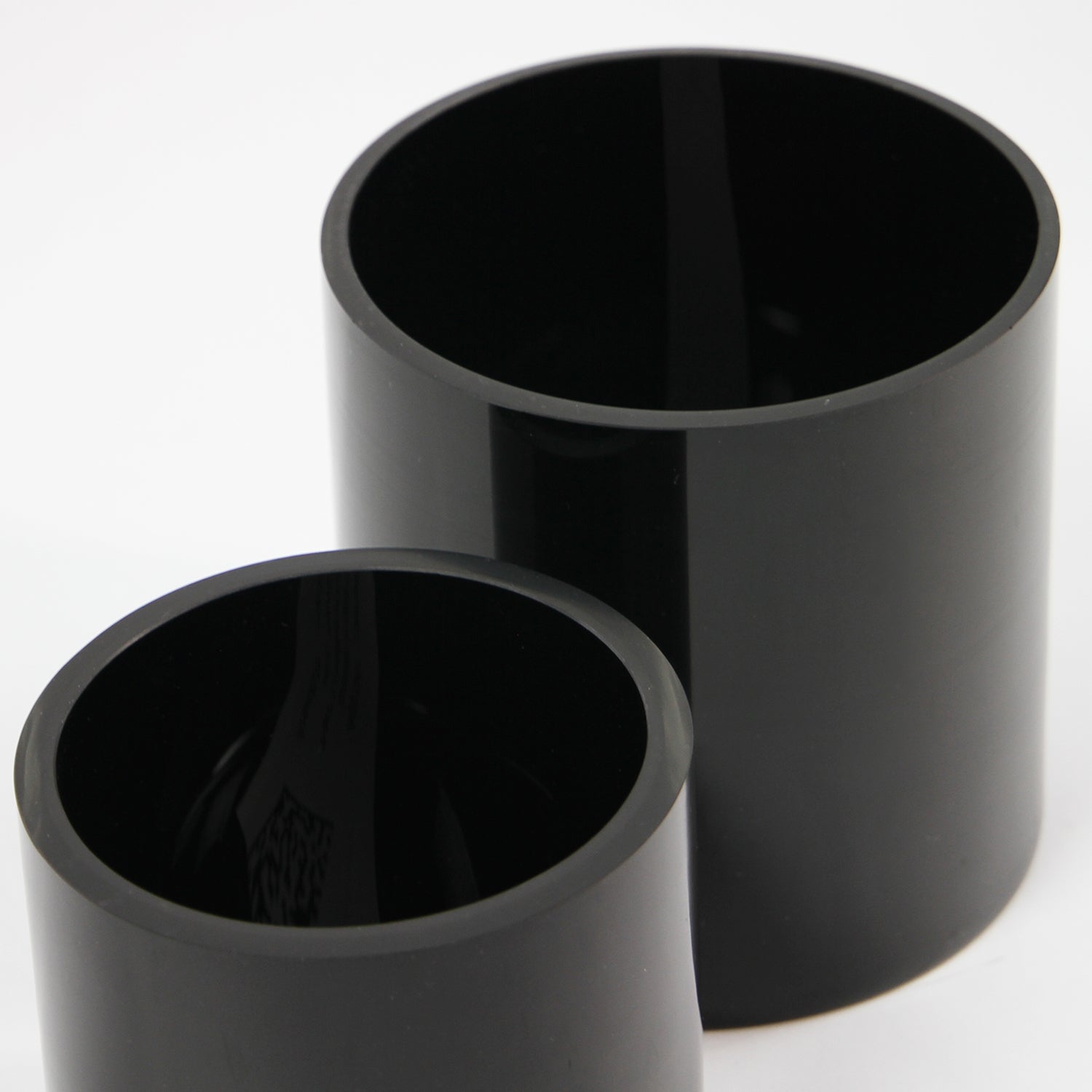 Multi-Layered Black Glass Cylinder Vase