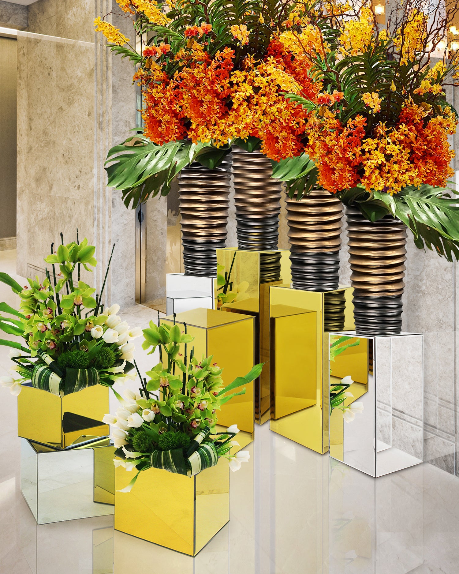 Reversible Mirror Floral Aquarium Cube | Galore Home: Luxury Home Decor, Elegant Home Furnishings, Stylish Home Accents & Contemporary Home Accessories