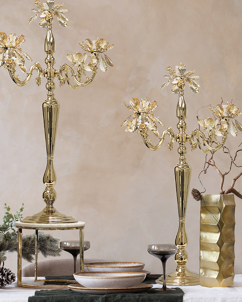 5 Arm Crystal Petal Candelabra Candle Holder | Galore Home: Luxury Home Decor, Elegant Home Furnishings, Stylish Home Accents & Contemporary Home Accessories