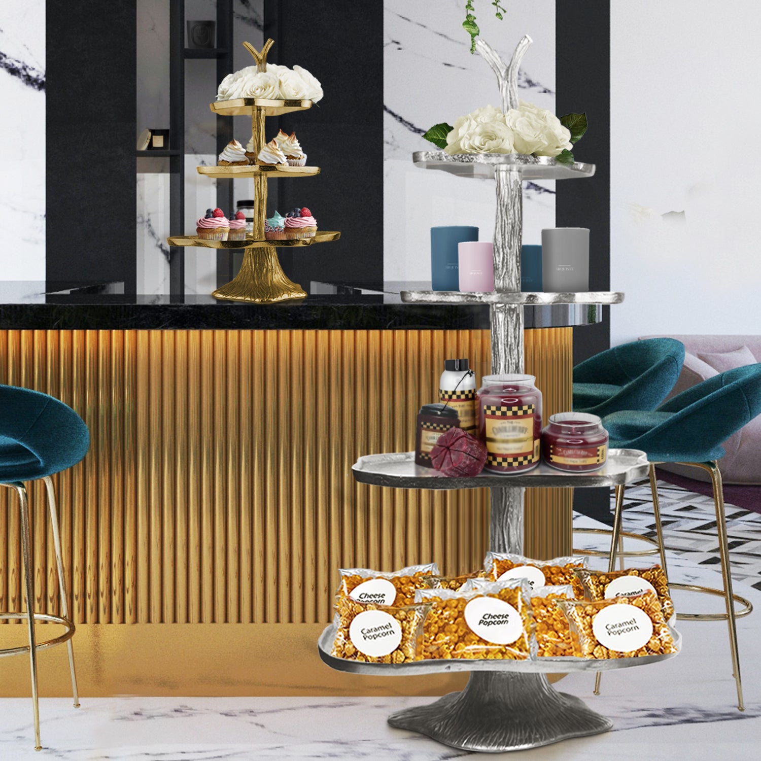 Tiered Cake Stand Serving Tray | Galore Home: Luxury Home Decor, Elegant Home Furnishings, Stylish Home Accents & Contemporary Home Accessories