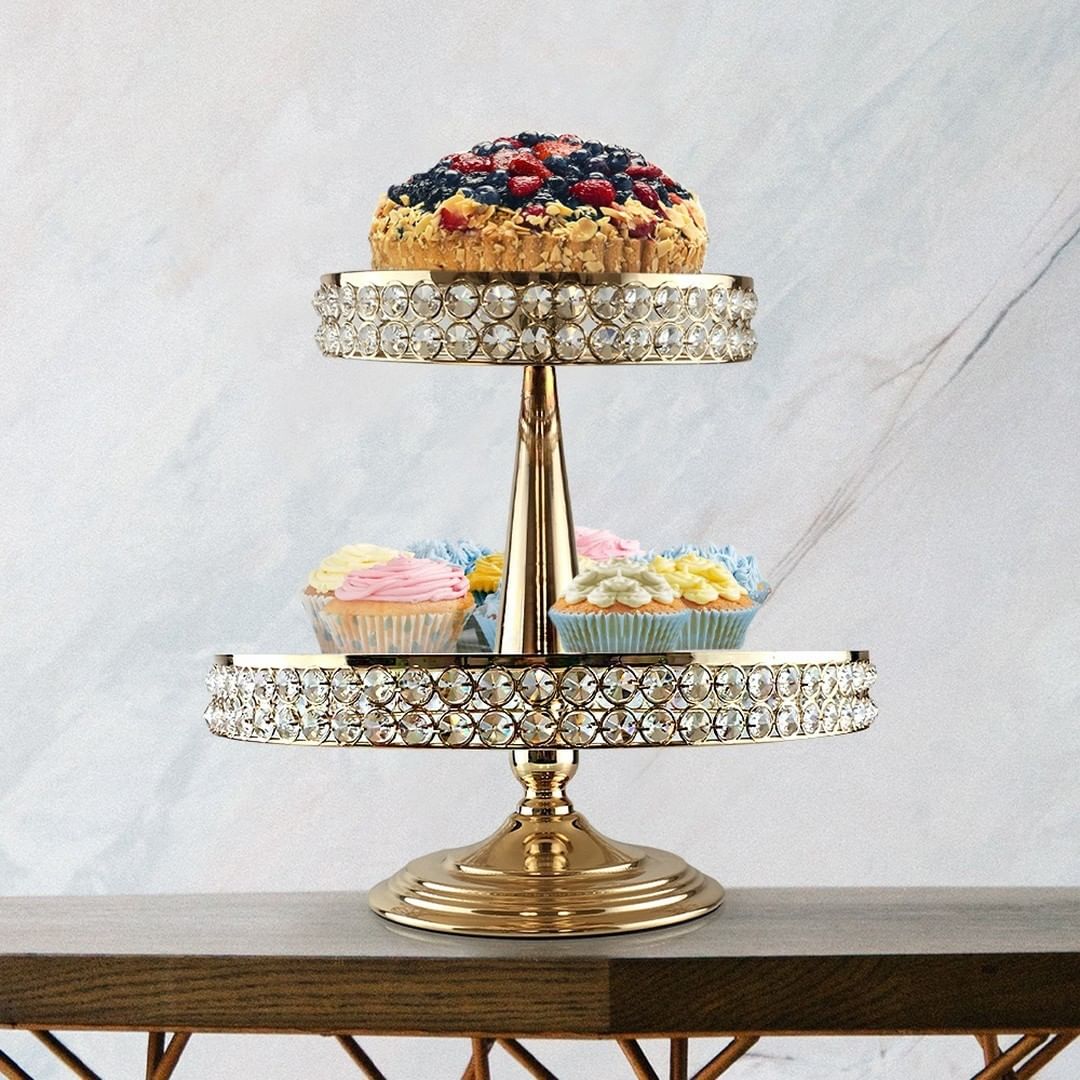 Double Layered Crystal Cake Stand Serving Tray | Galore Home: Luxury Home Decor, Elegant Home Furnishings, Stylish Home Accents & Contemporary Home Accessories