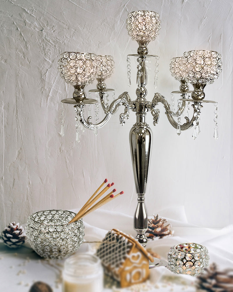 5 Arm Hanging Crystal Candelabra Candle Holder | Galore Home: Luxury Home Decor, Elegant Home Furnishings, Stylish Home Accents & Contemporary Home Accessories