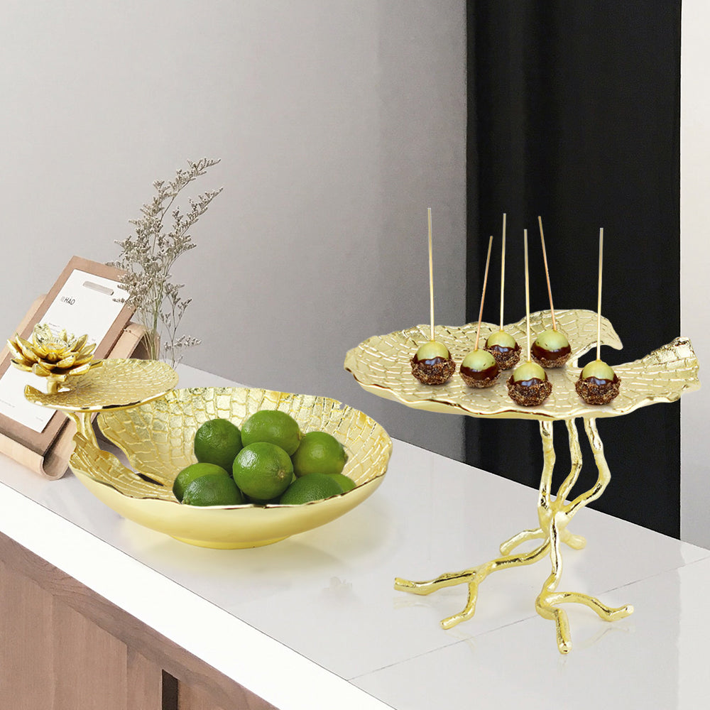 Golden Cake Stand Serving Tray